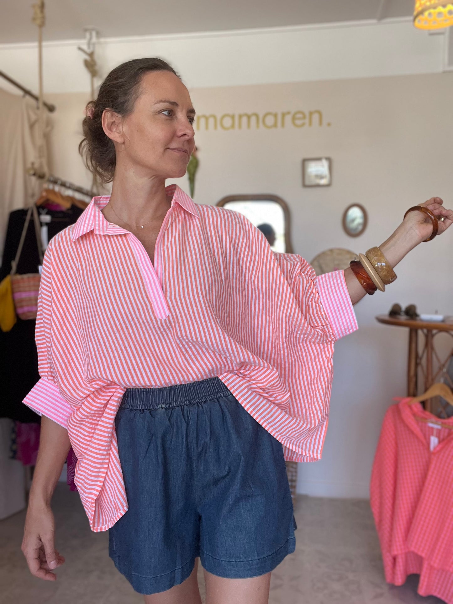 Top Cerise rayures seersucker  🩷🧡