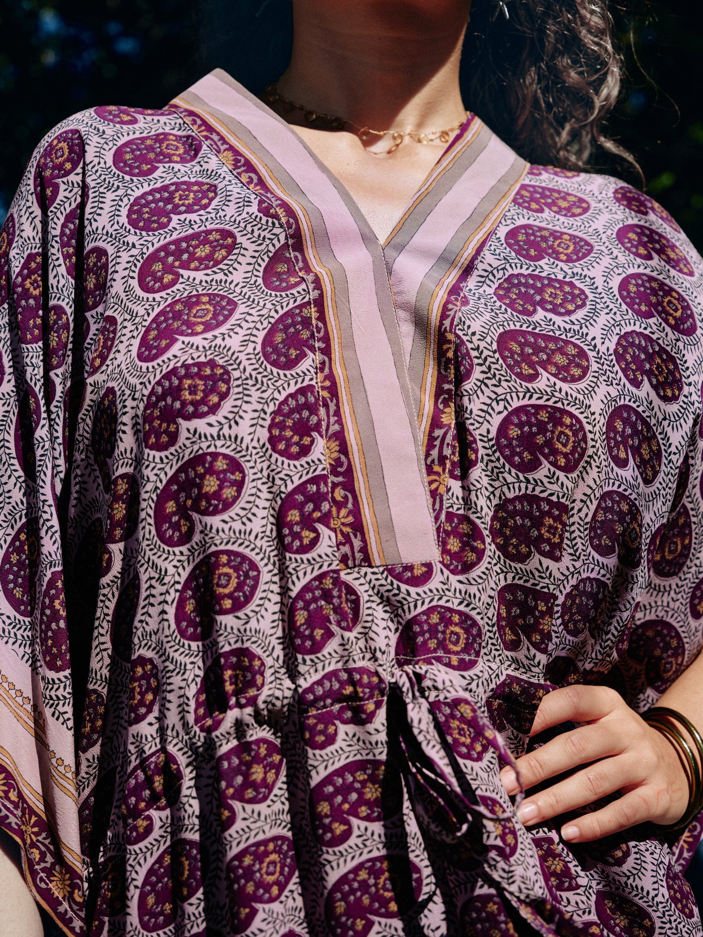 Robe caftan Azna purple paisley