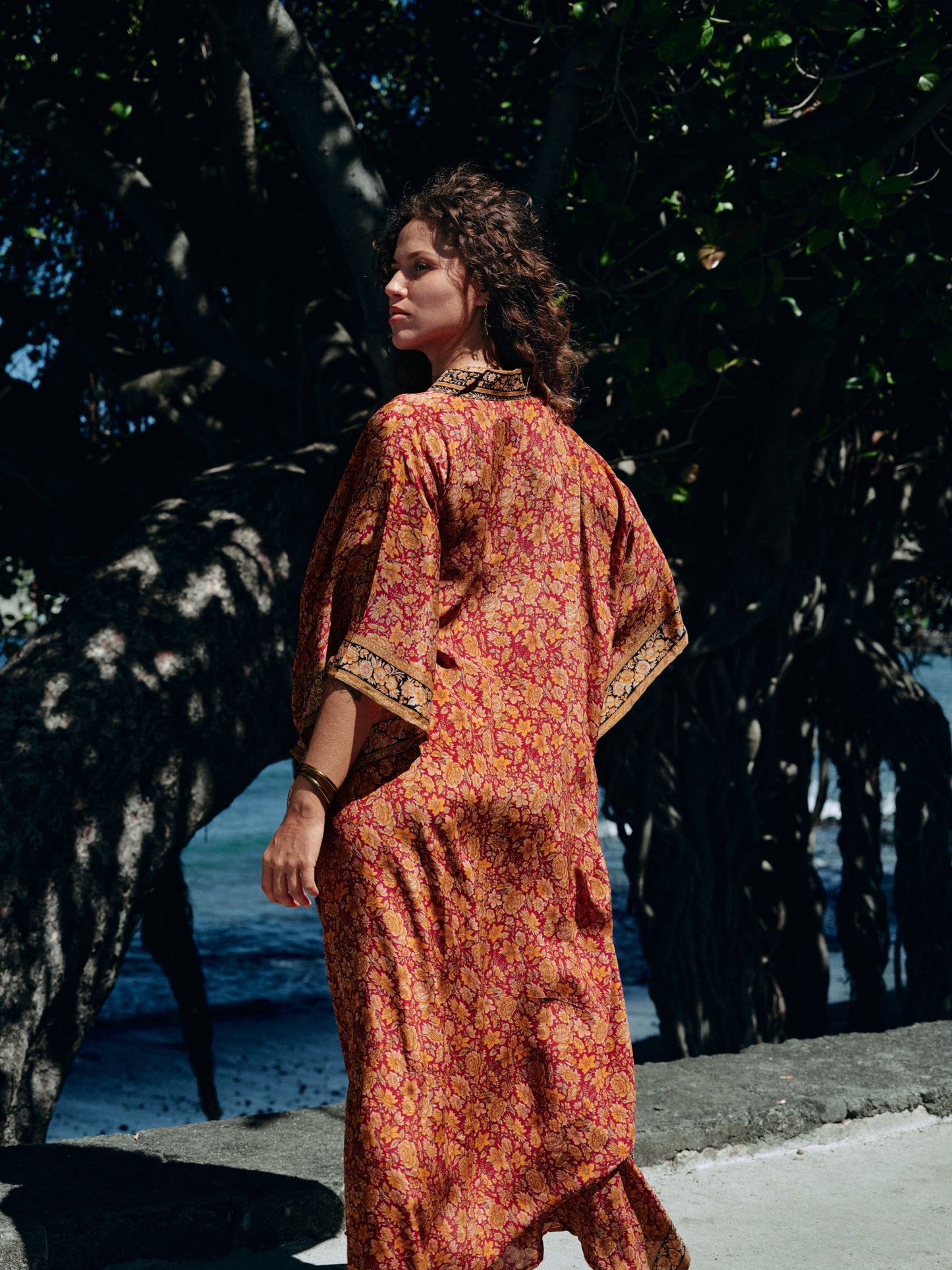 Robe caftan Azna red and black