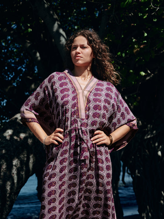 Robe caftan Azna purple paisley