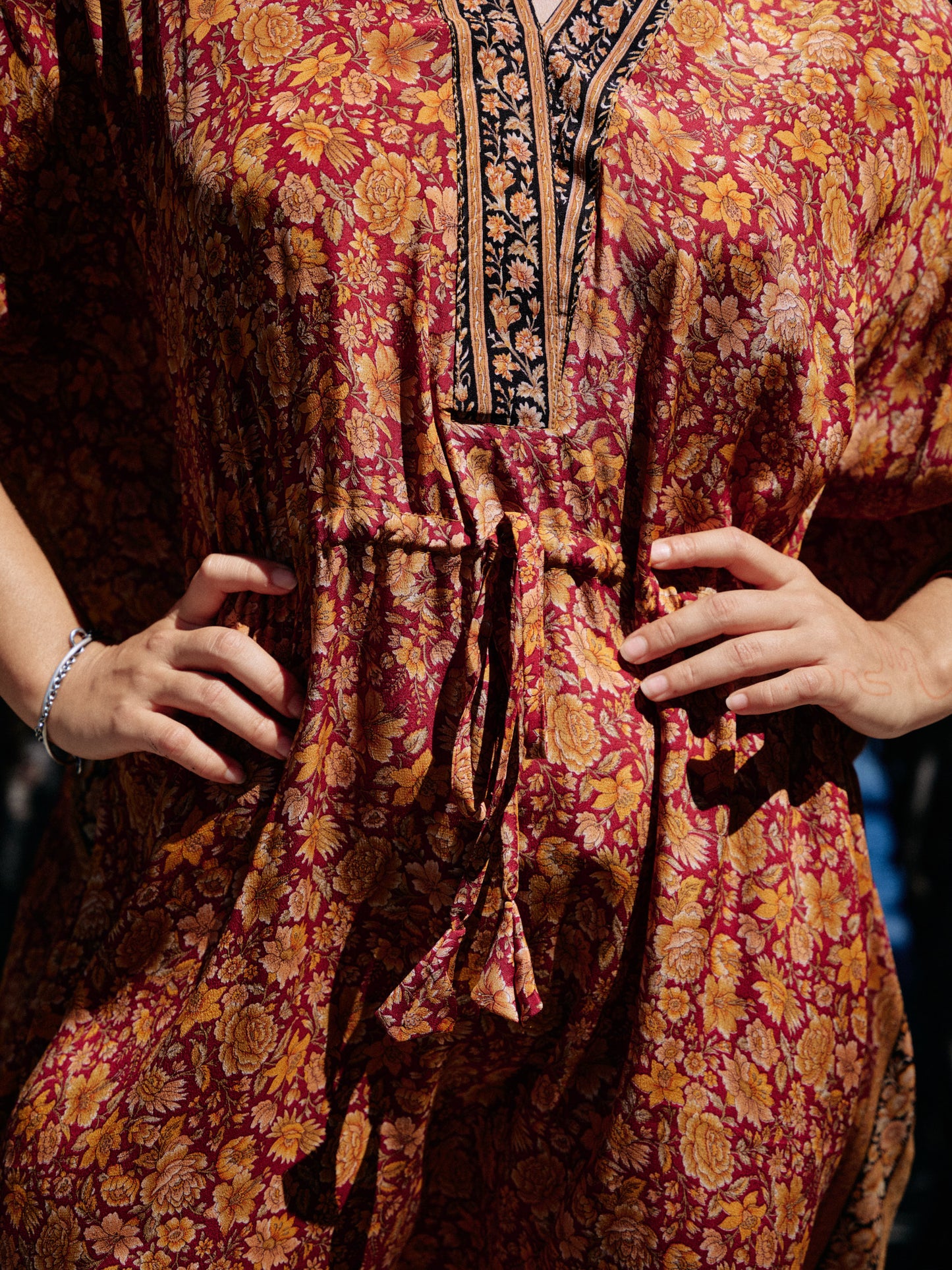 Robe caftan Azna red and black