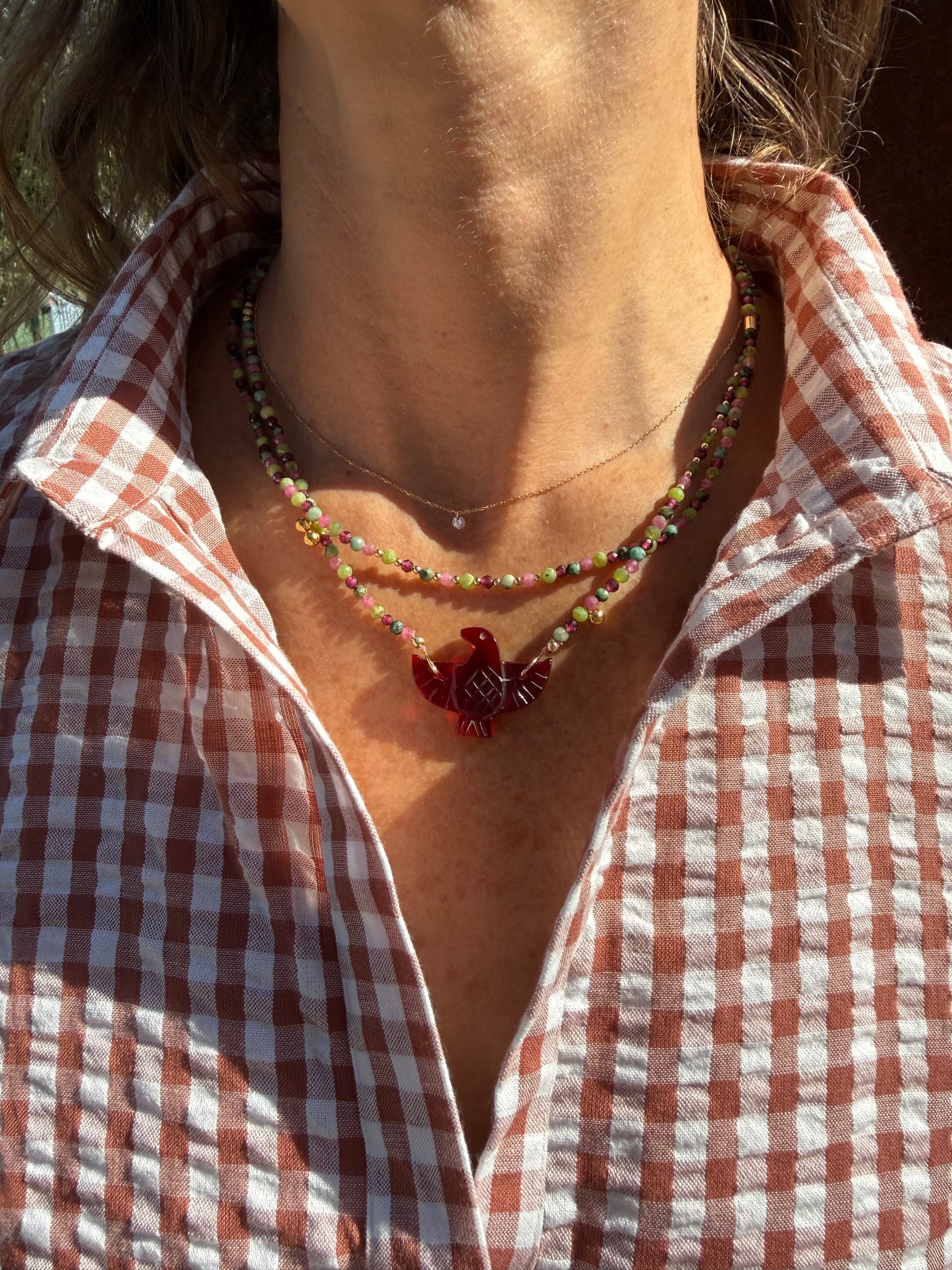 PIÈCE UNIQUE
Collier Condor double grenat rouge ❤️