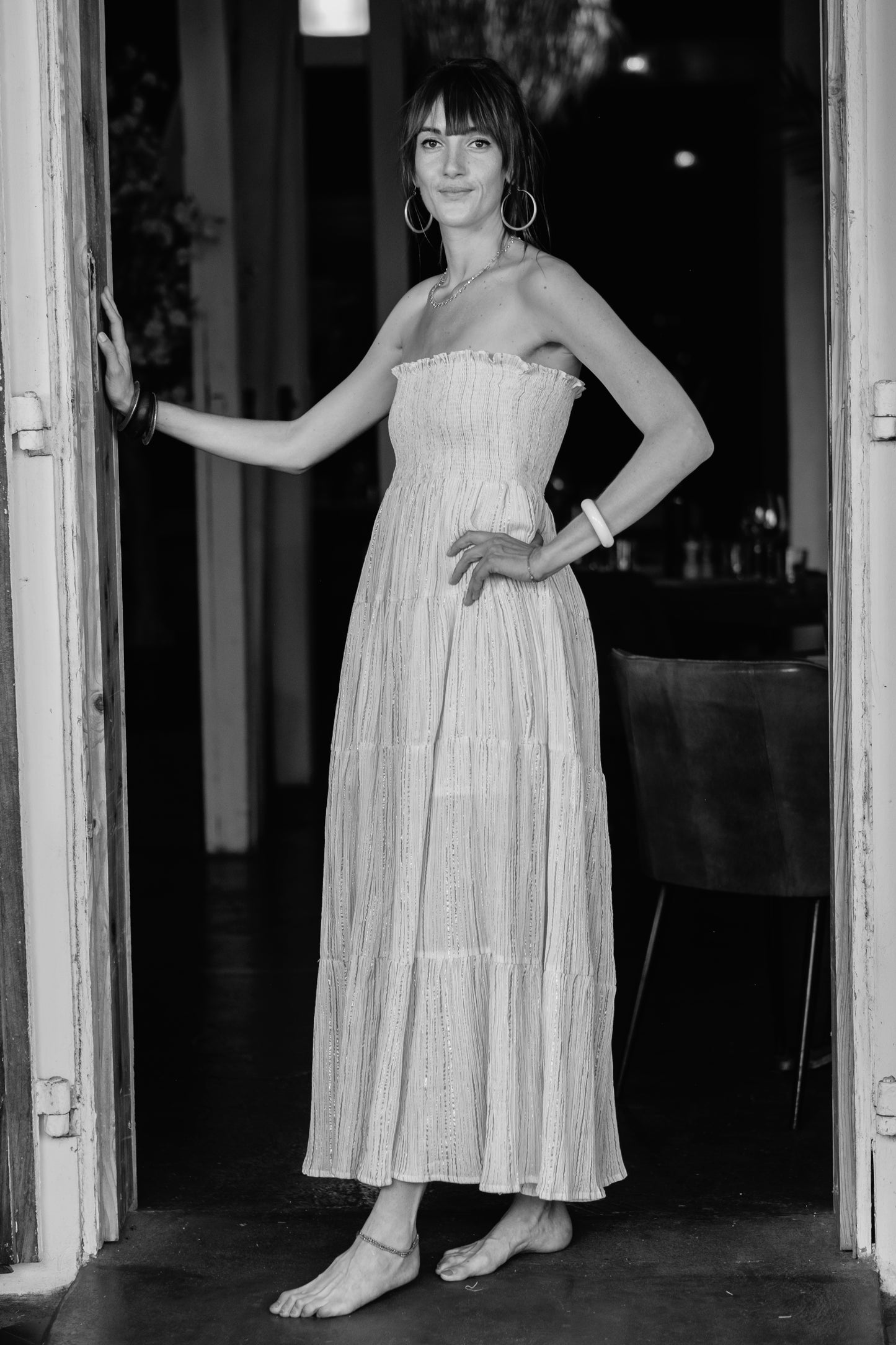 Robe Smock Lurex Argent