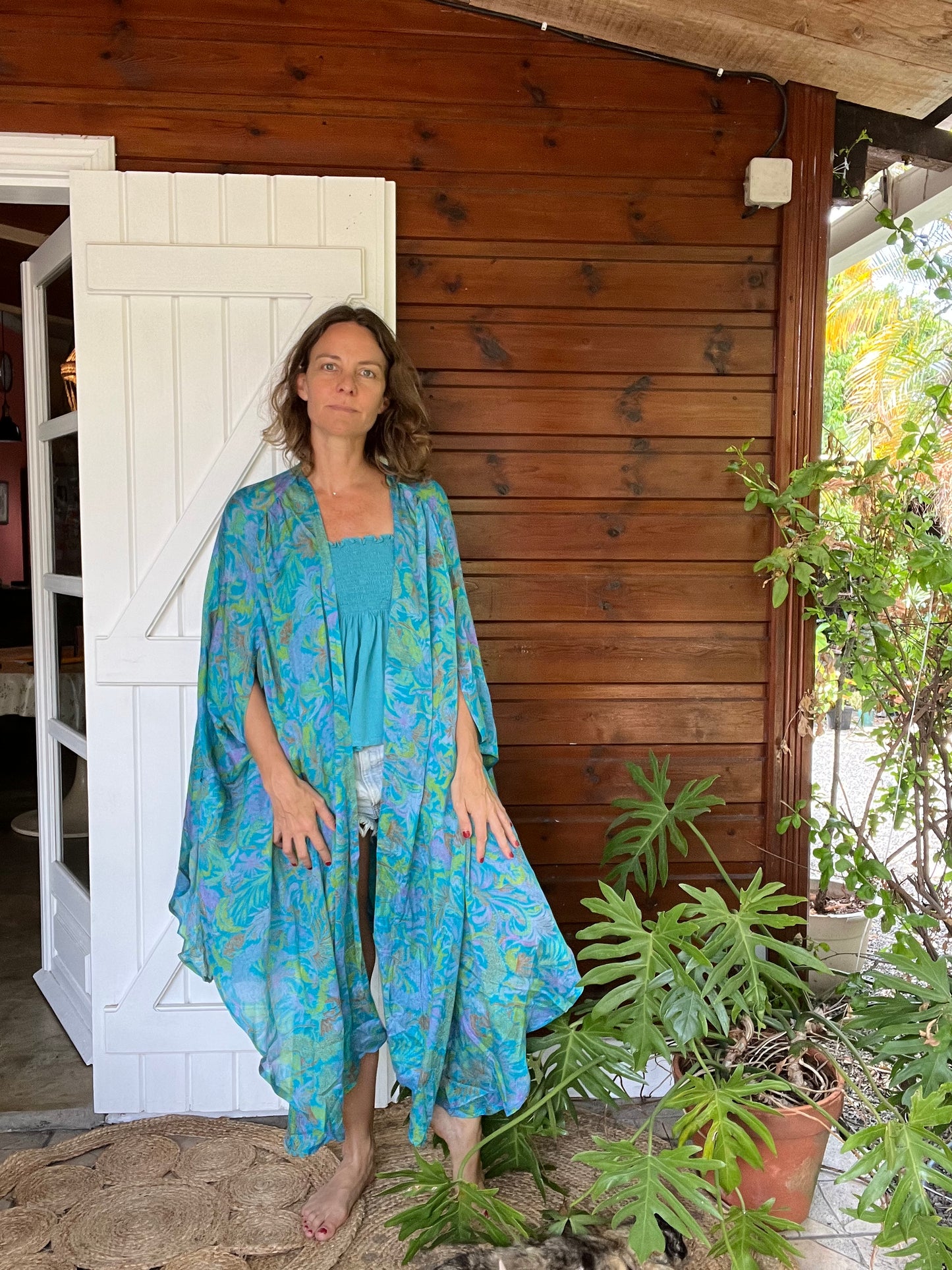 Kimono Meekha long blue and green