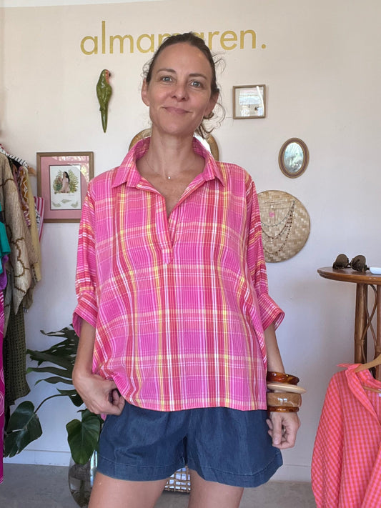 Top Cerise madras 🩷💛🤍