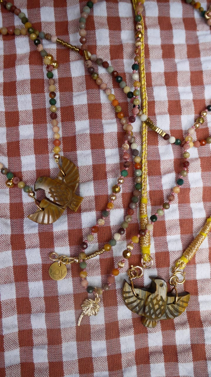 Collier Condor fil soie oeil de tigre 🤎