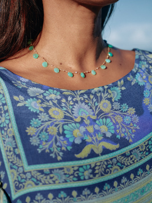 Collier Gouttes chrysoprase faceté