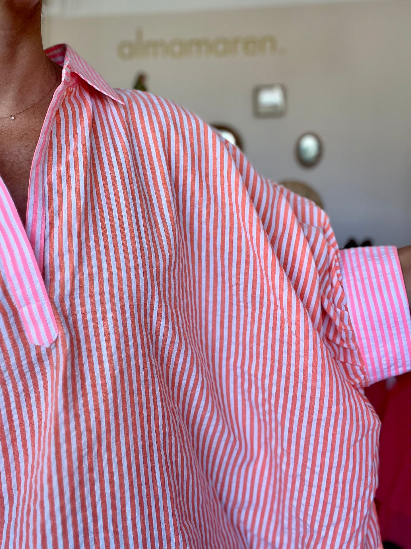 Top Cerise rayures seersucker  🩷🧡