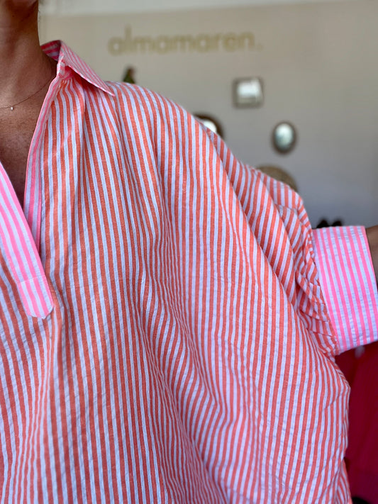 Top Cerise rayures seersucker  🩷🧡