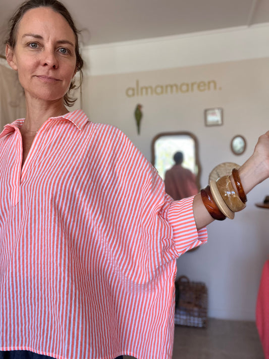 Top Cerise rayures seersucker  🧡🧡🧡