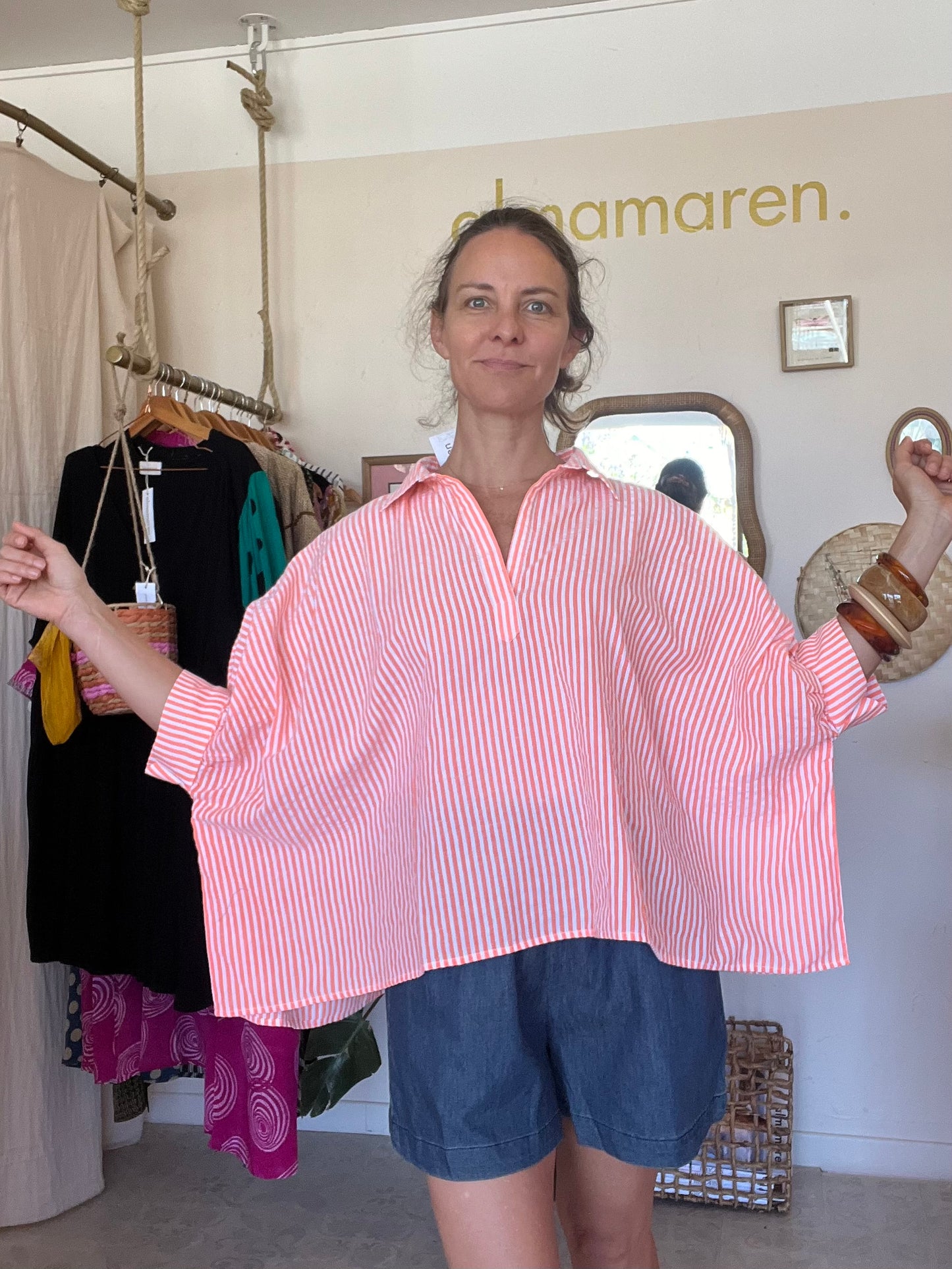 Top Cerise rayures seersucker  🧡🧡🧡