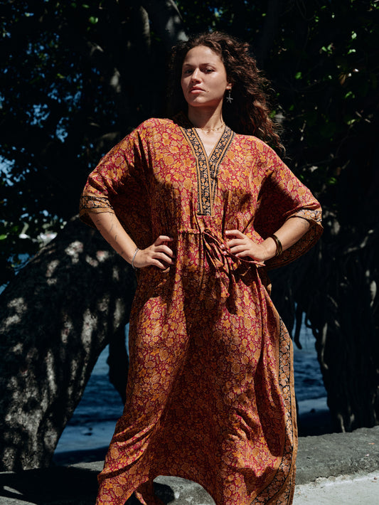 Robe caftan Azna red and black