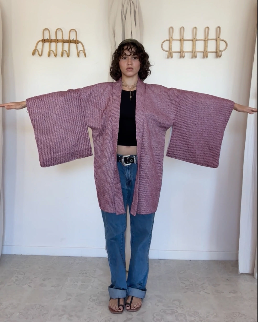 Kimono soie japonais Framboise 🩷