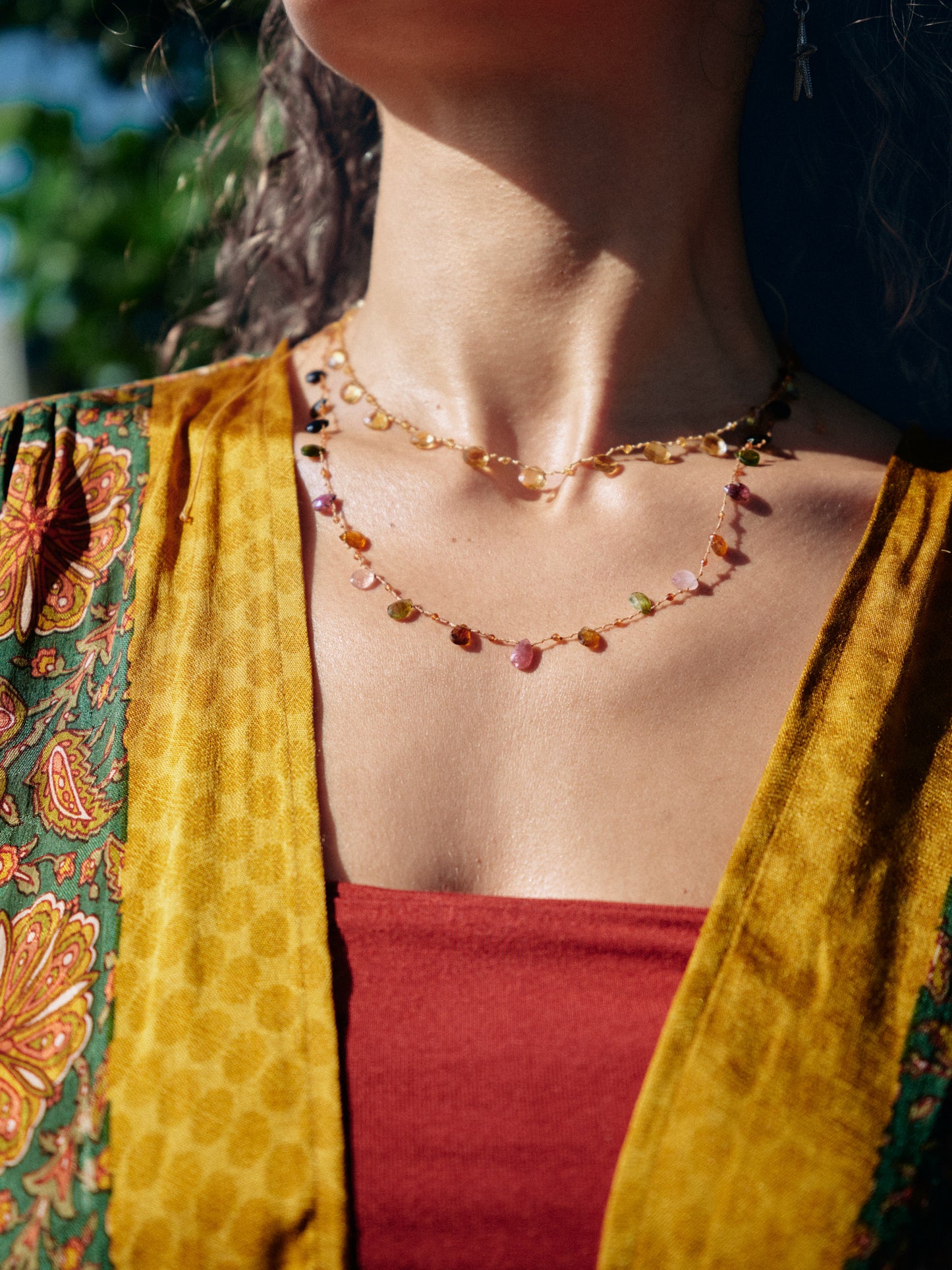 Collier gouttes tourmaline