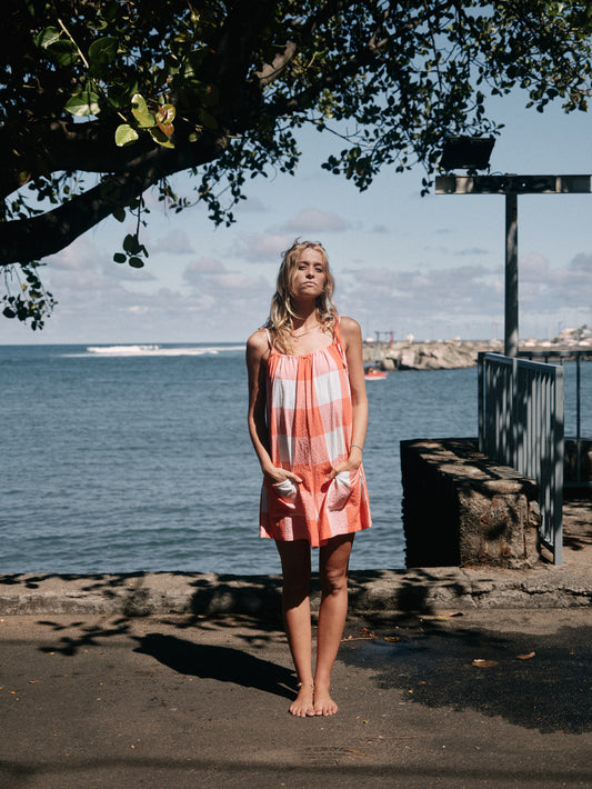 Combinaison Sabine gros vichy corail