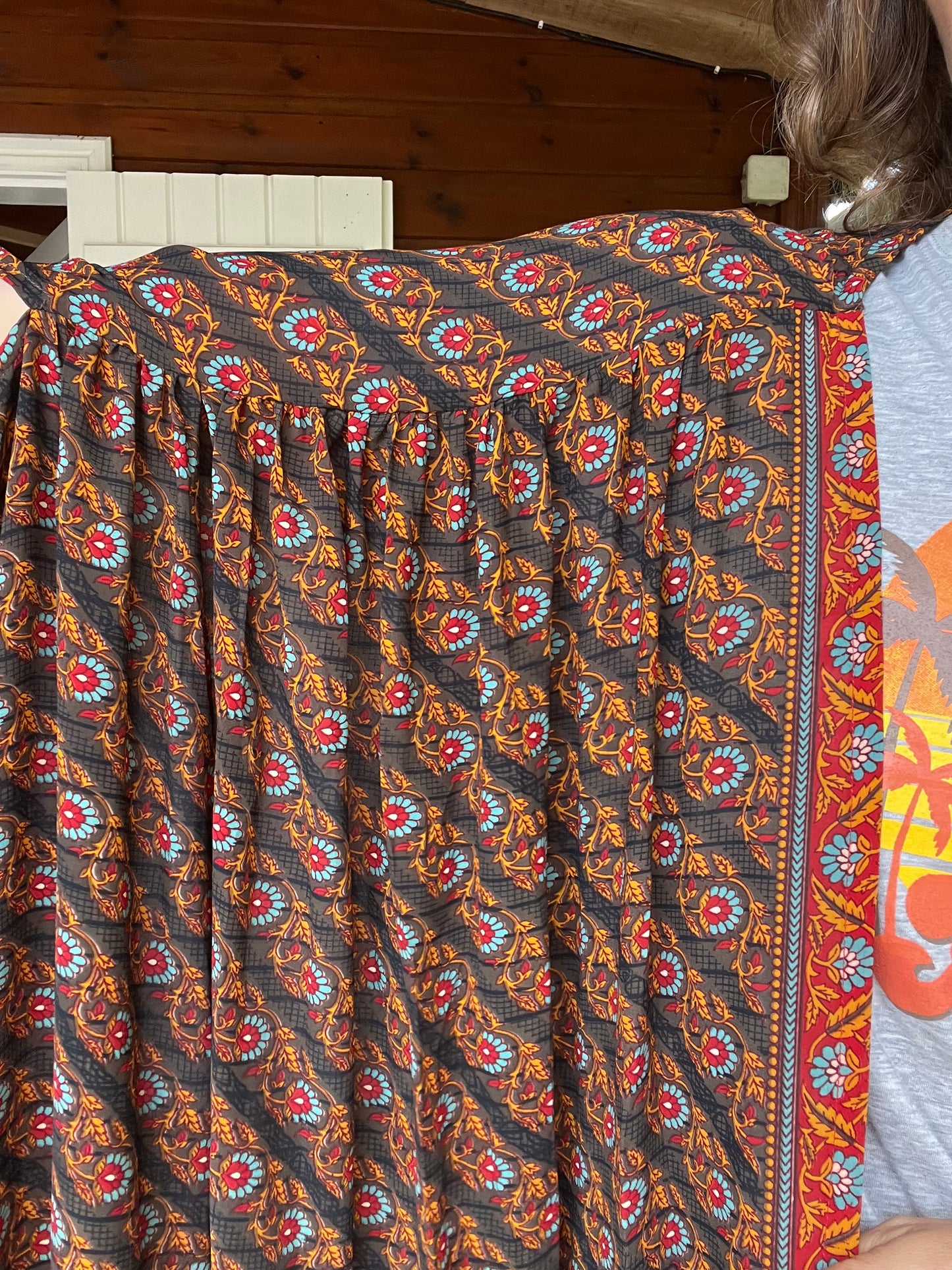 Kimono Meekha long black red orange