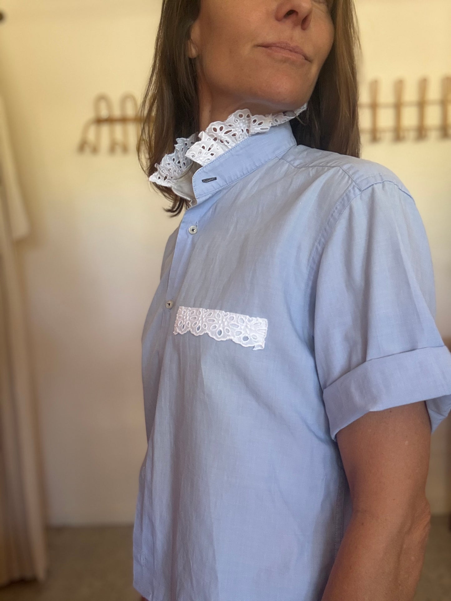 Chemisette upcyclée broderie anglaise 🩵
