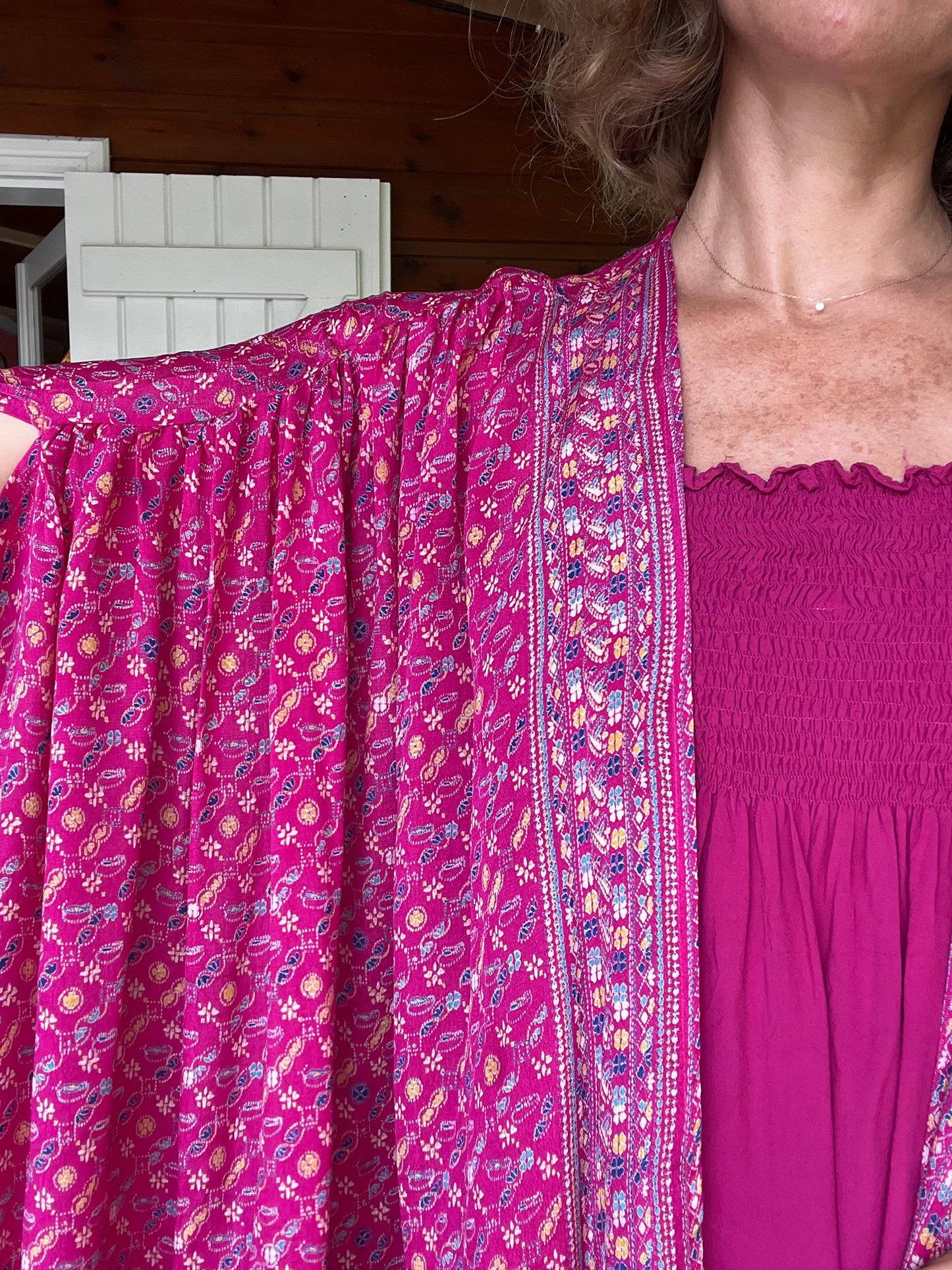 Kimono Meekha long pink and blue