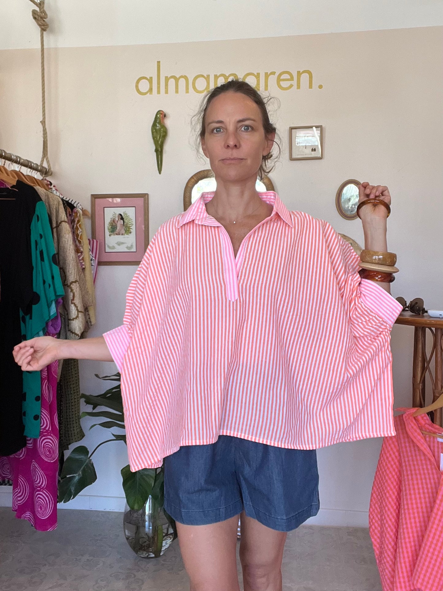 Top Cerise rayures seersucker  🩷🧡