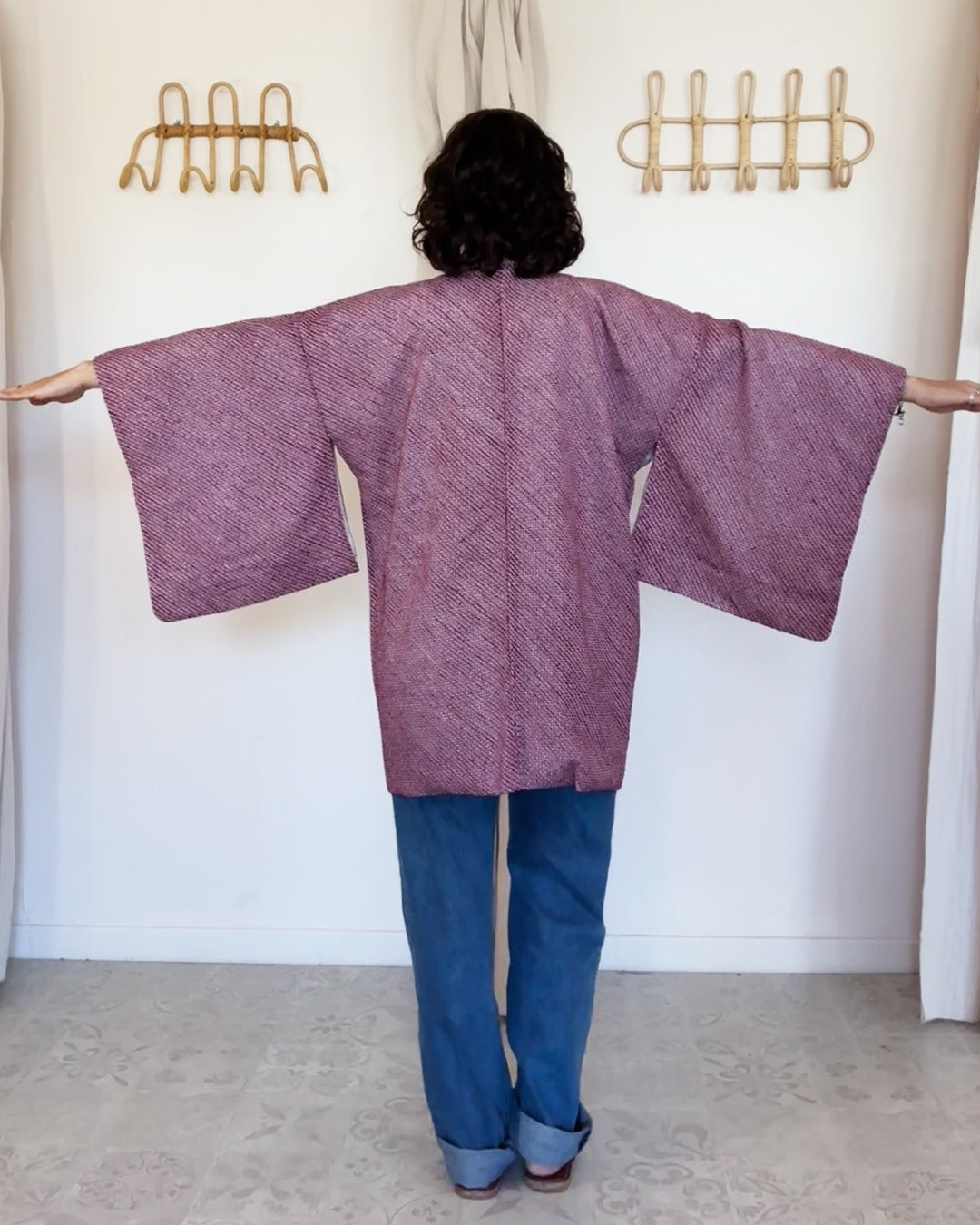 Kimono soie japonais Framboise 🩷