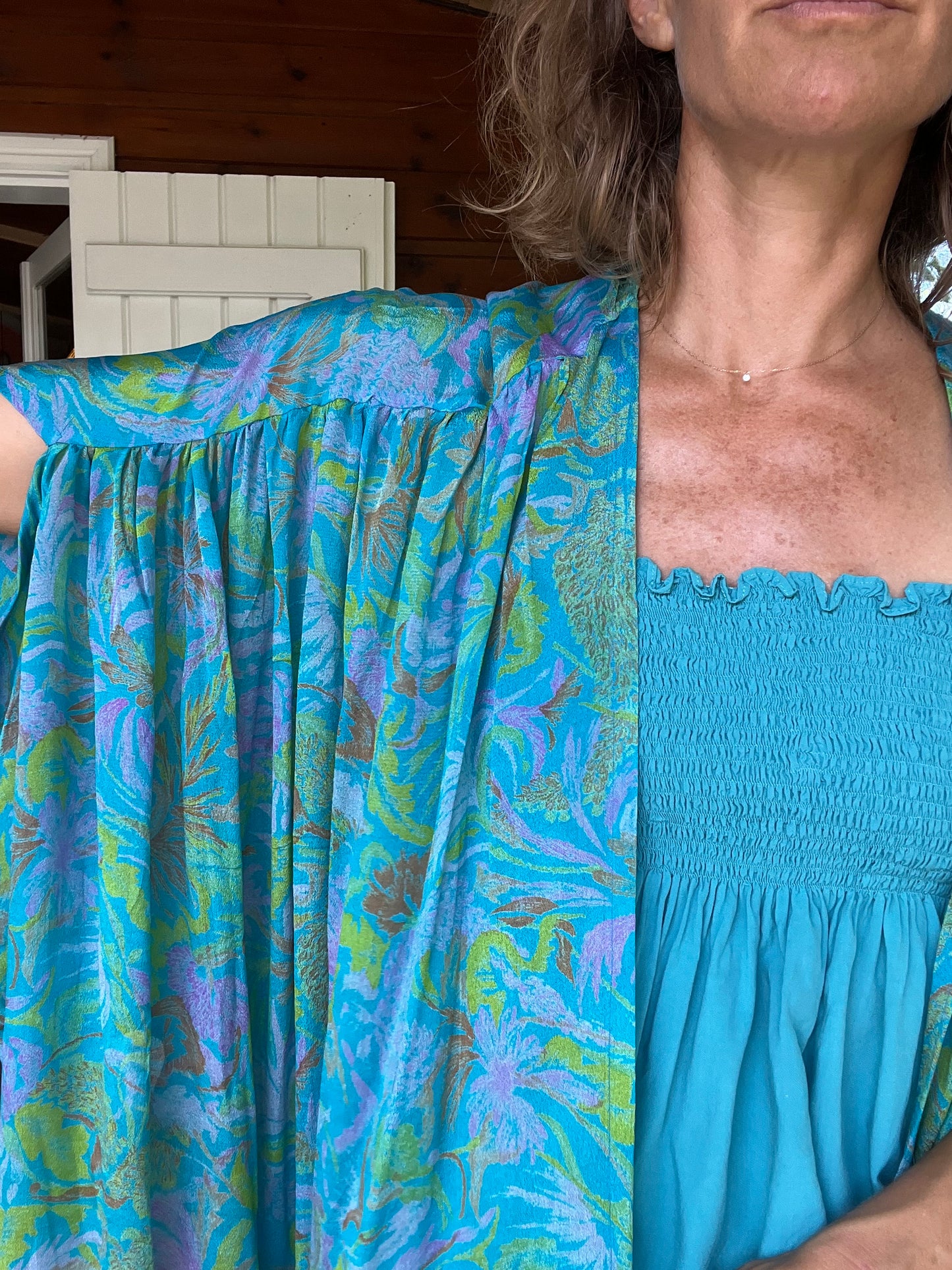 Kimono Meekha long blue and green