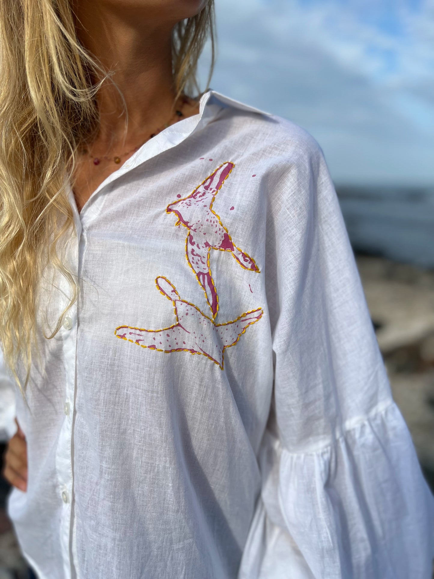Chemise blockprint brodée numérotée 4/6