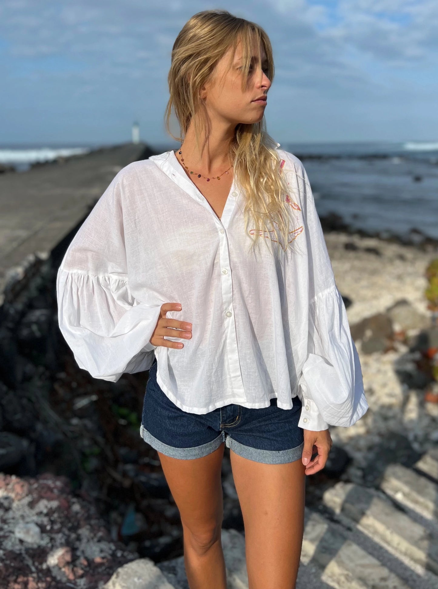 Chemise blockprint brodée numérotée 4/6