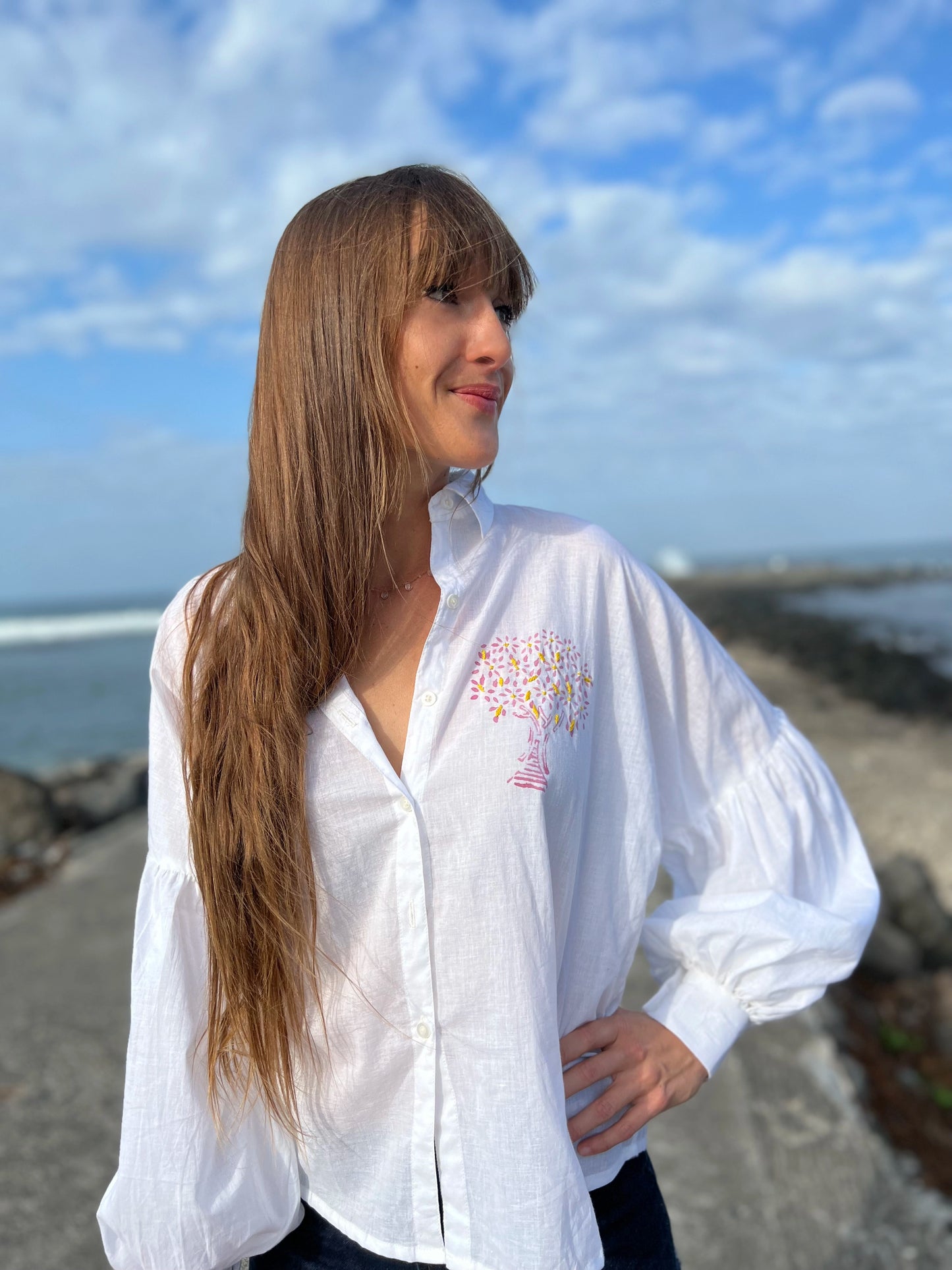 Chemise blockprint brodée numérotée 5/6