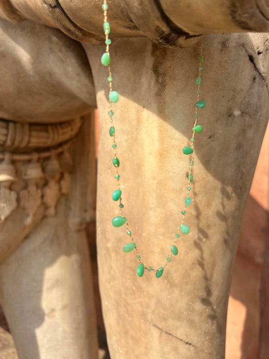 Collier gouttes chrysoprase