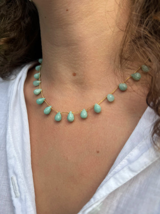 Collier gouttes poire amazonite