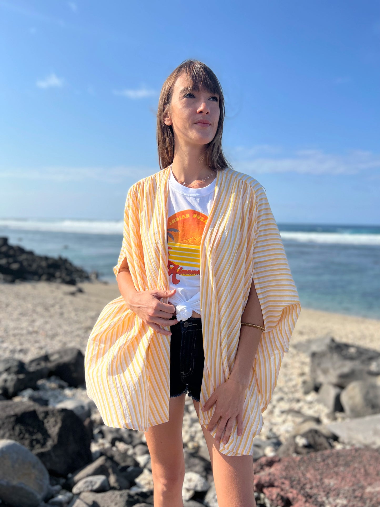 Kimono Alizée court Mangue Glacée Lurex