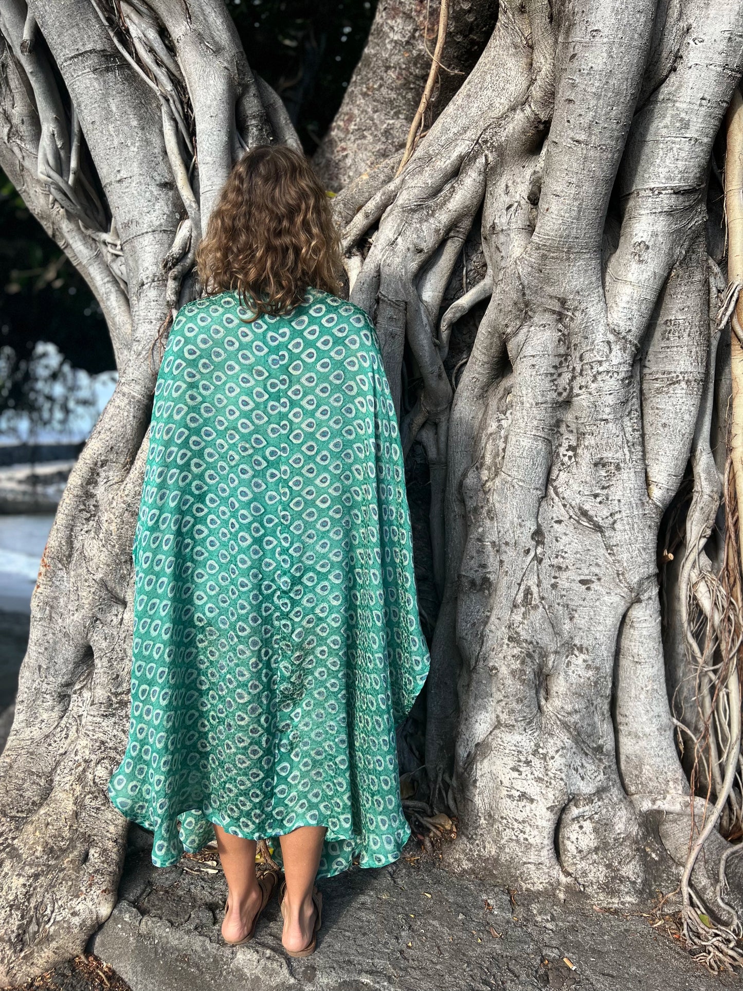 Kimono Meekha long green & blue