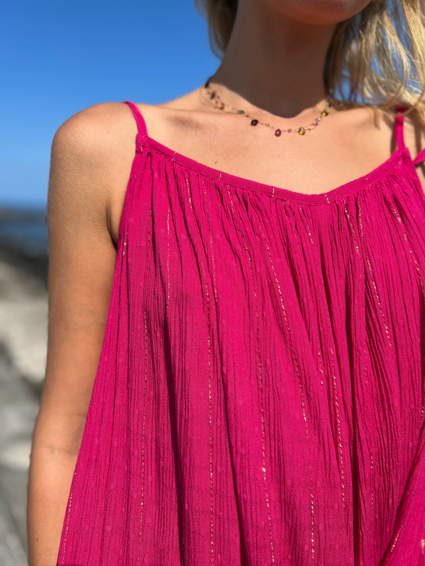 Robe Langevine longue Pitaya Lurex