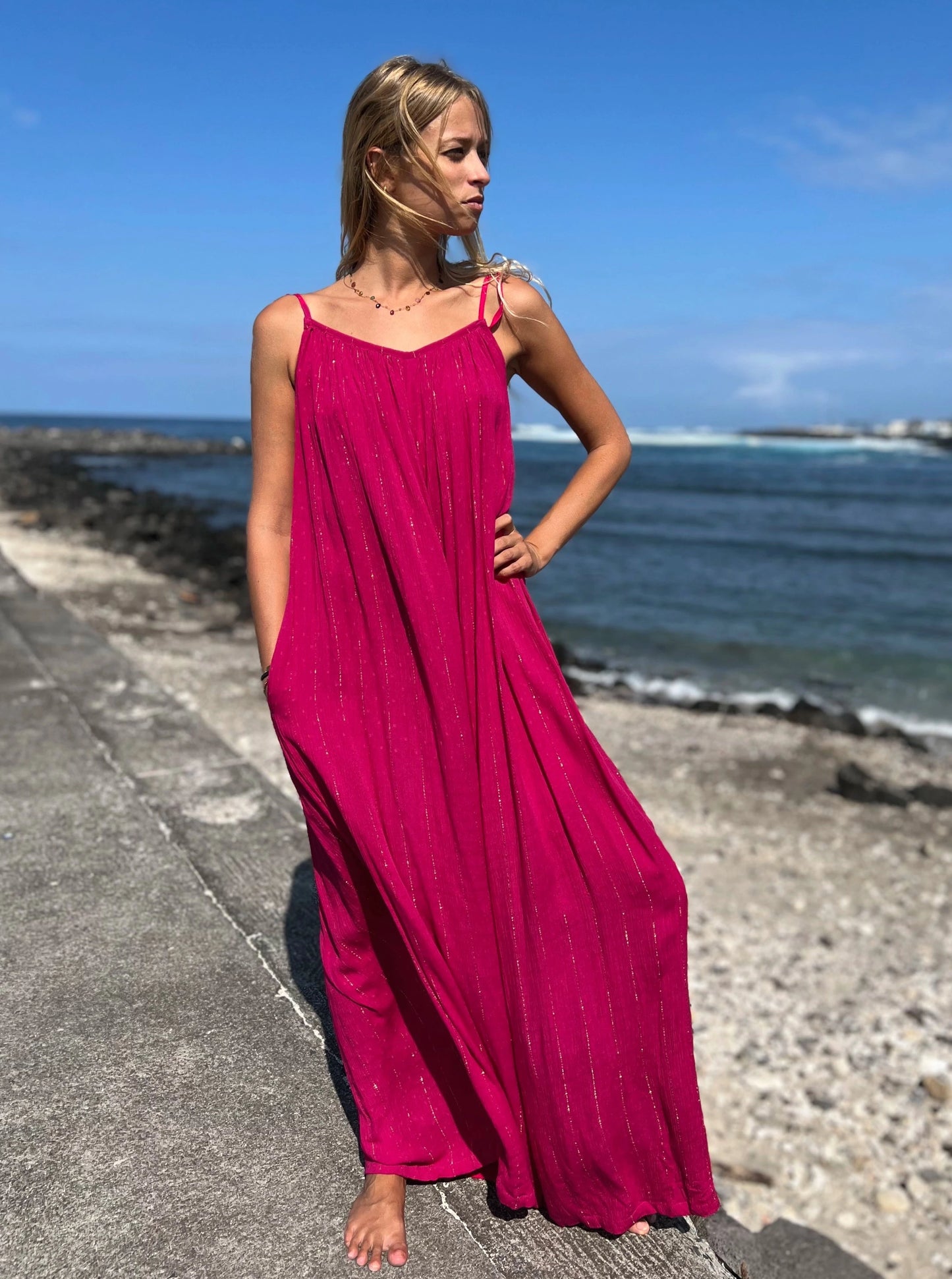 Robe Langevine longue Pitaya Lurex