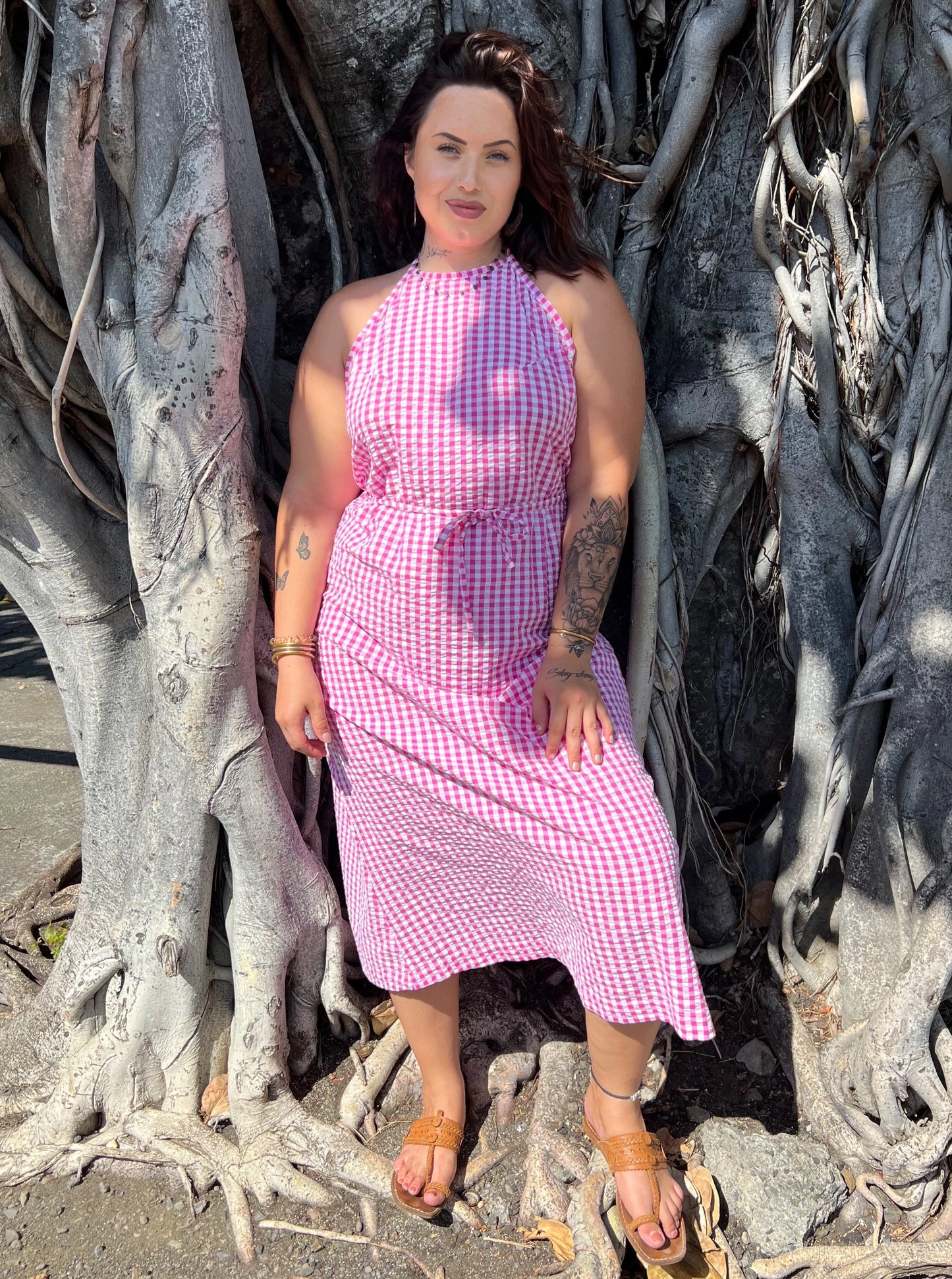 Robe Liliane longue Vichy Pitaya