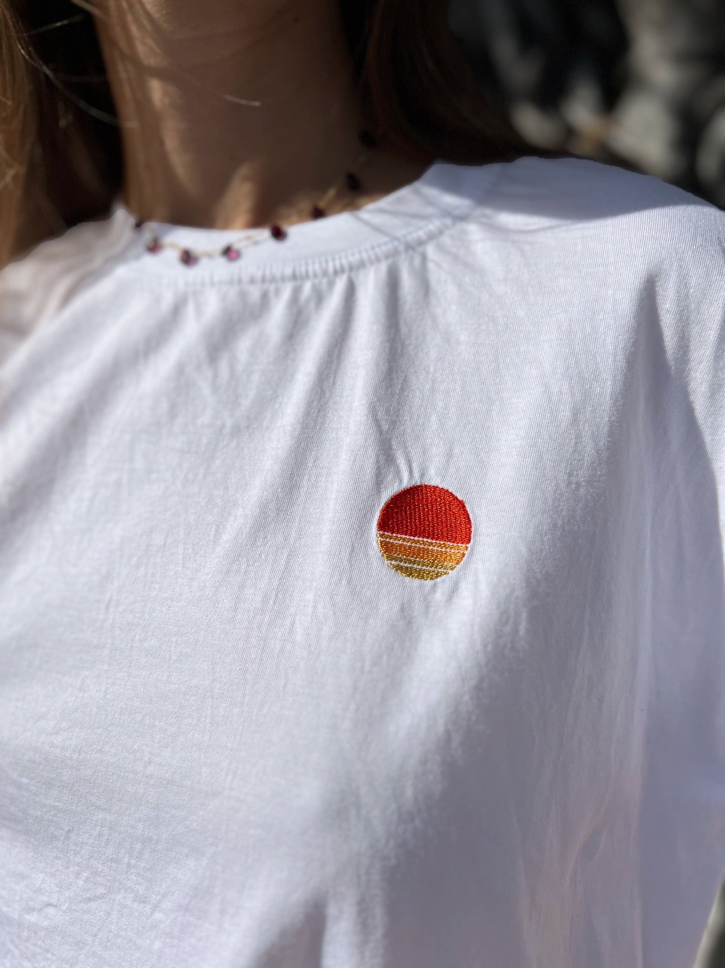 Tee shirt Sunset Brodé Blanc
