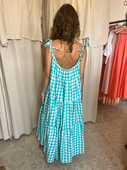 Robe Denise longue seersucker gros Vichy 🩵