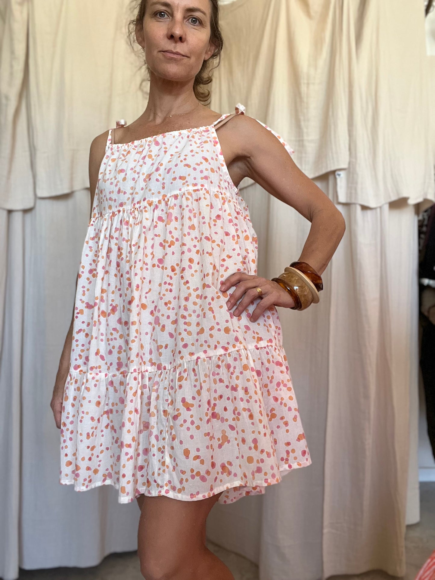 Robe Denise courte blockprint 🩷🧡