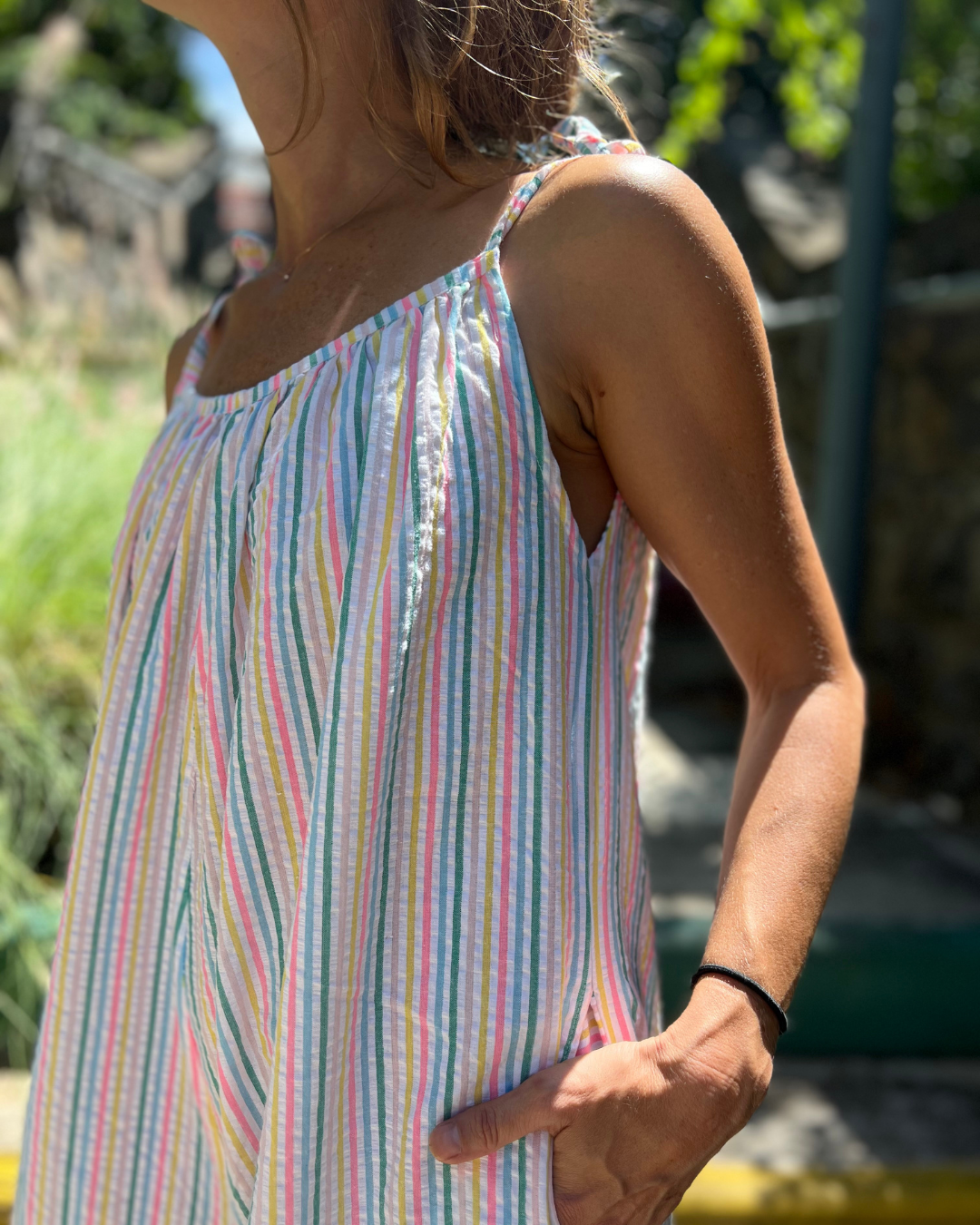 Combinaison Christophine Seersucker multicolore ❤️🩷🧡💛💚💙🤍