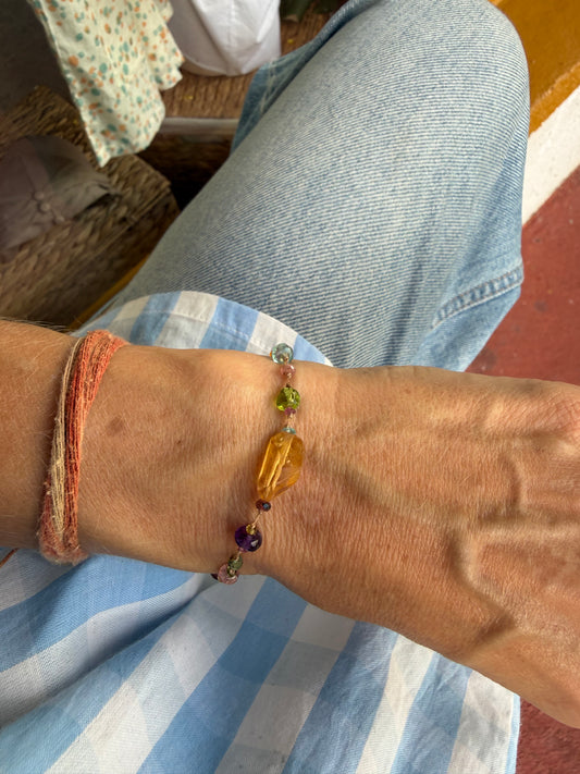 Bracelet multi-pierres base citrine
