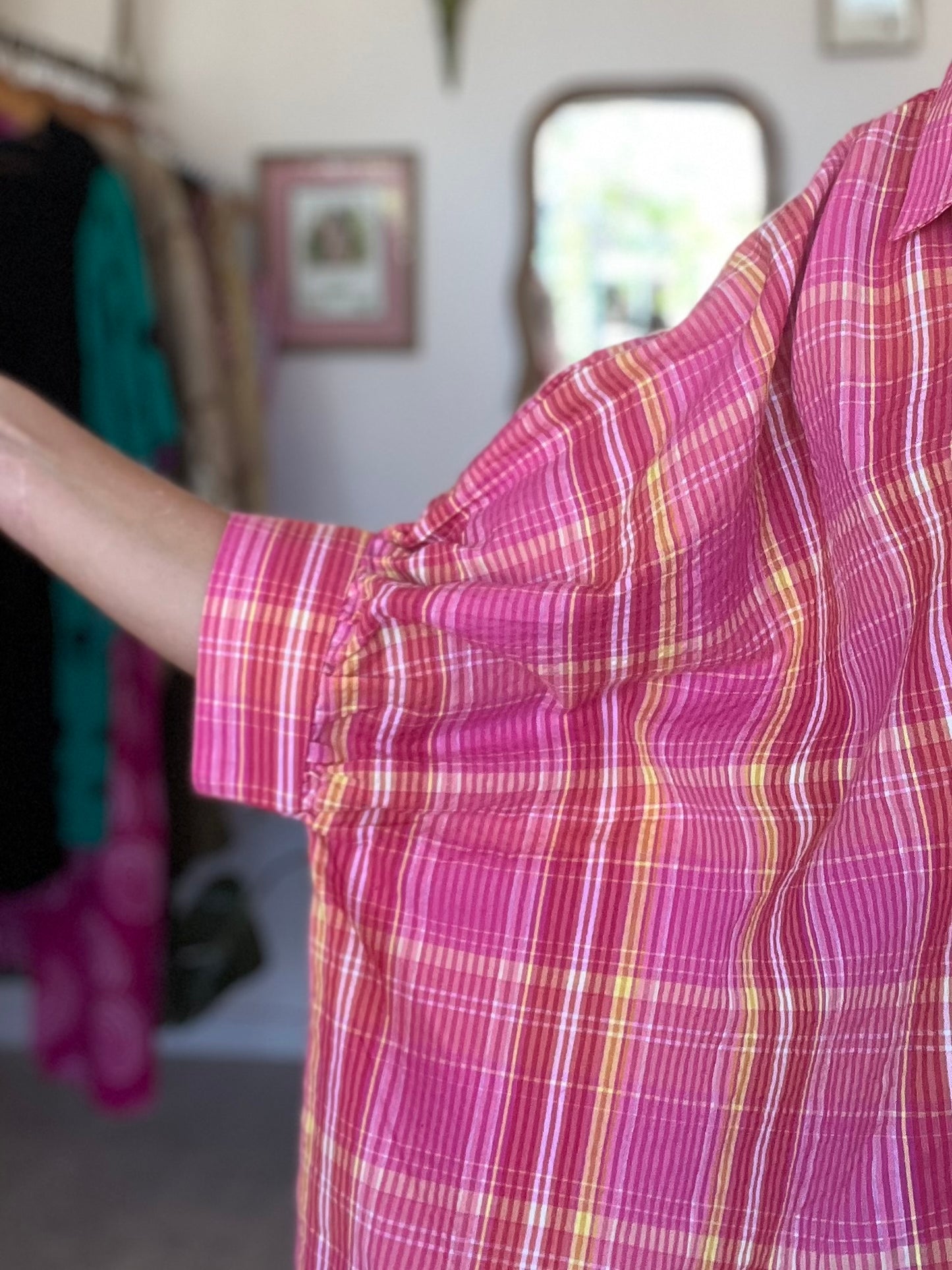 Top Cerise madras 🩷💛🤍