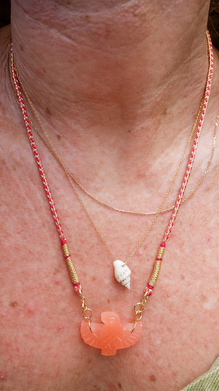 Collier Condor fil soie cornaline 🧡