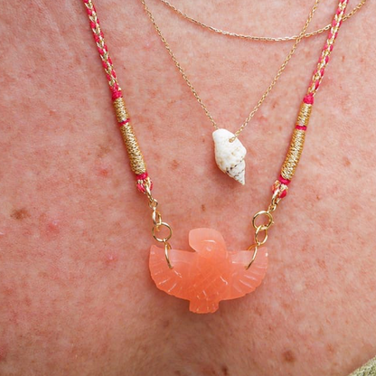 Collier Condor fil soie cornaline 🧡