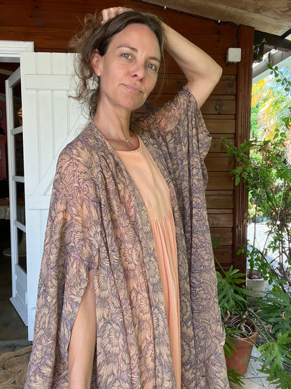 Kimono Meekha long peach green and blue