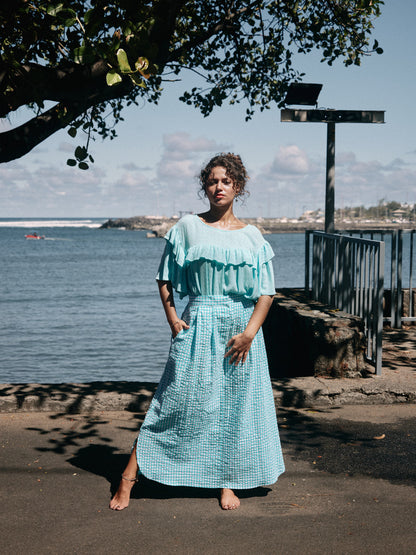Jupe Caro vichy bleu turquoise