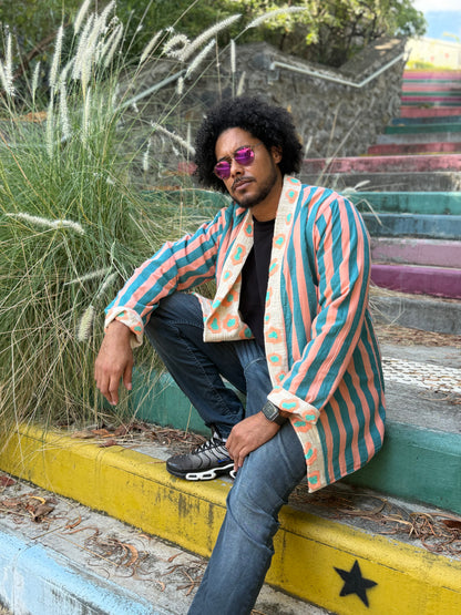 🩵🧡🐆Veste Cléo Léo longue
