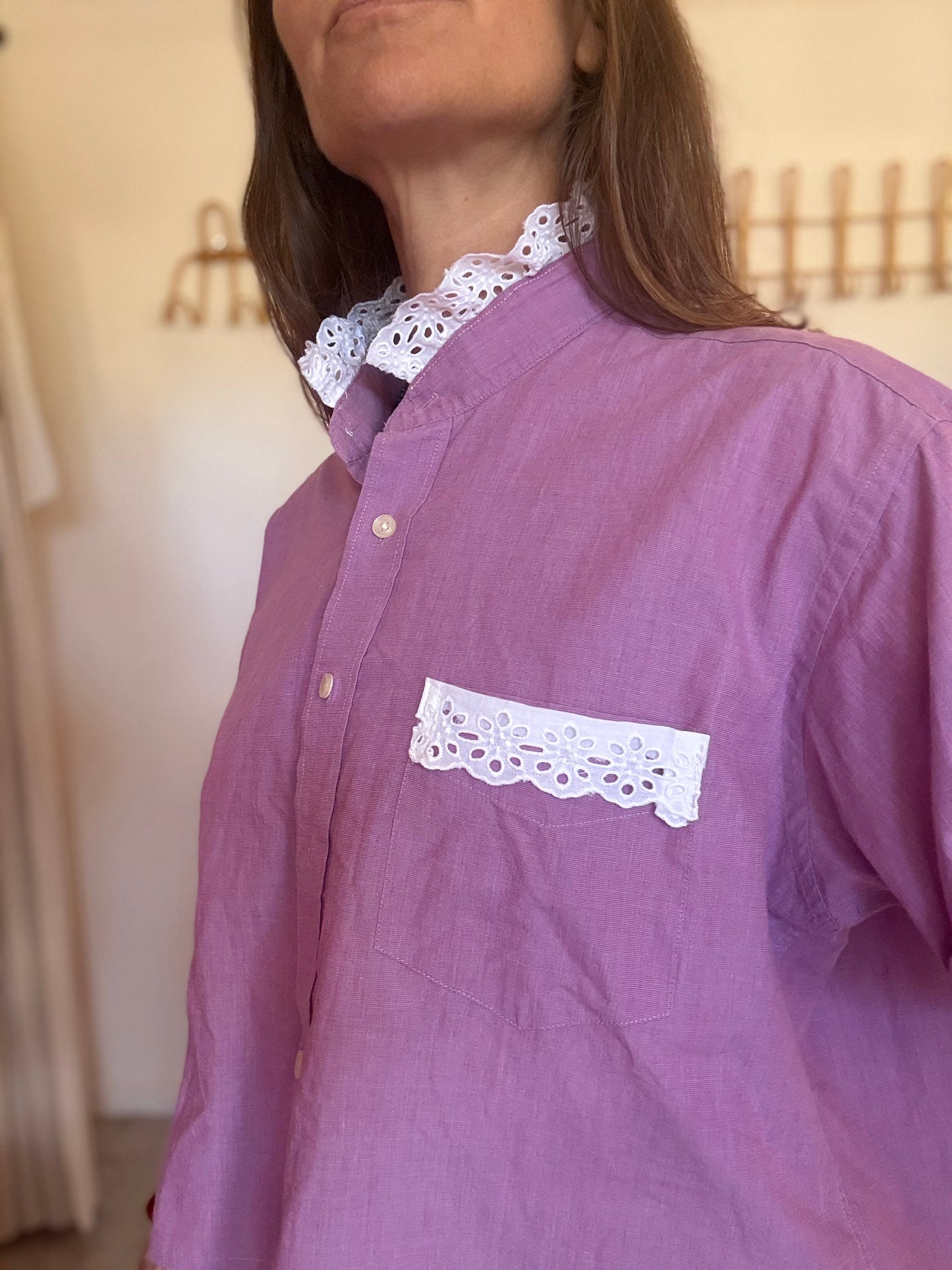 Chemisette upcyclée broderie anglaise 💜