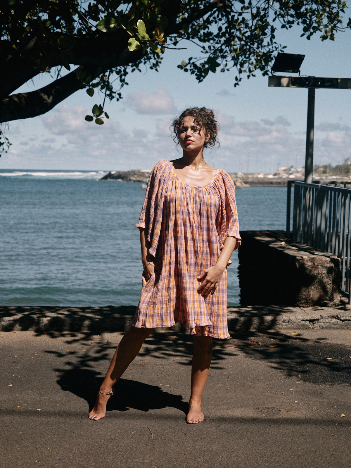 Robe Playa courte madras double gaze