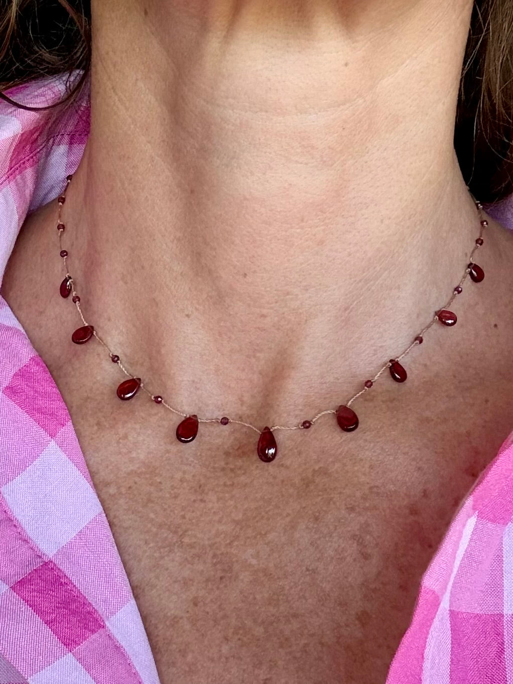 Collier gouttes grenat rouge ❣️