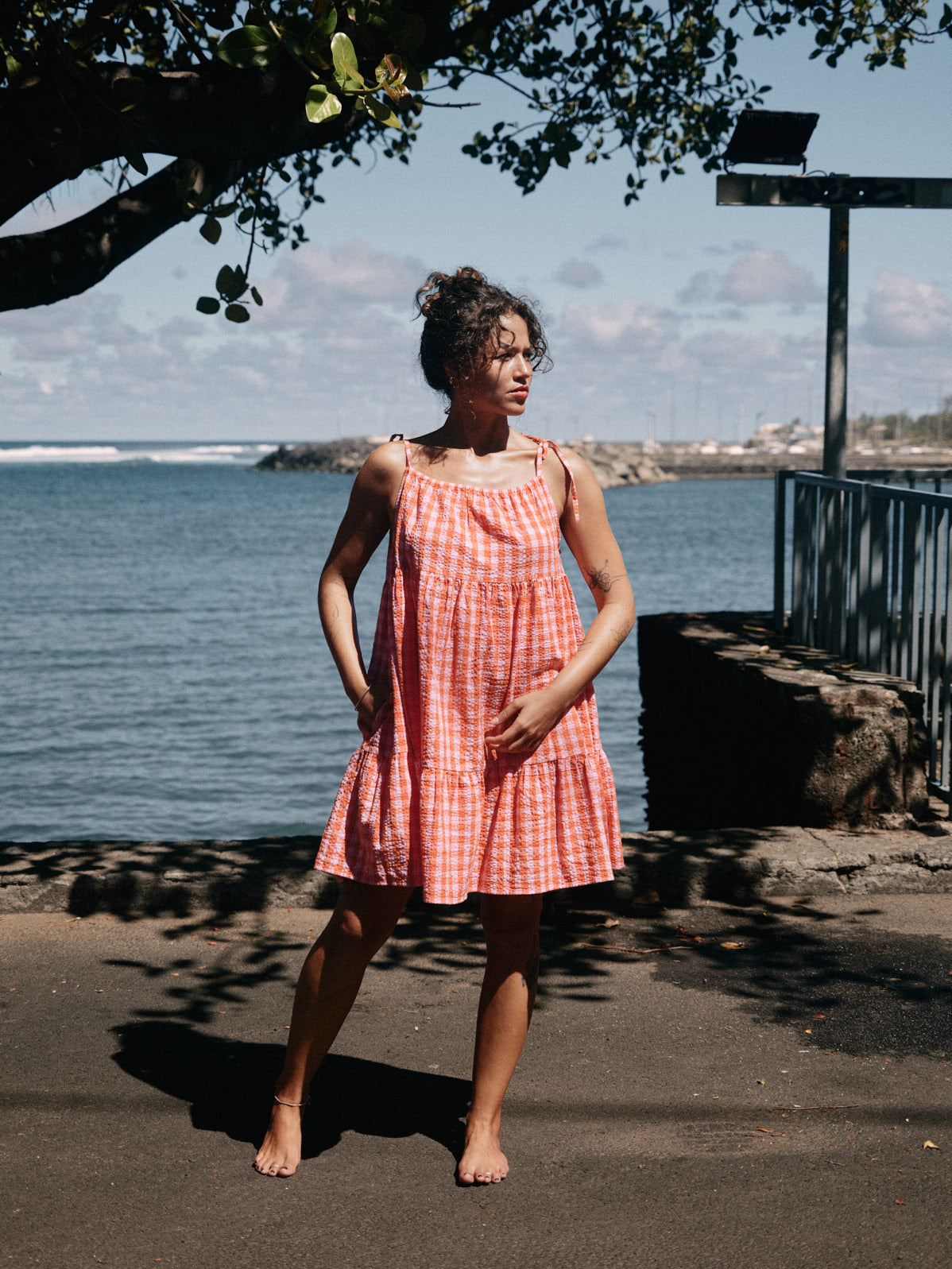 Robe Denise courte Orange/lilas
